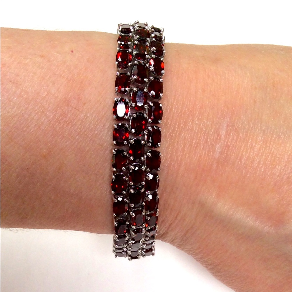 Dee Berkley Sterling Silver Red Garnet Bracelet